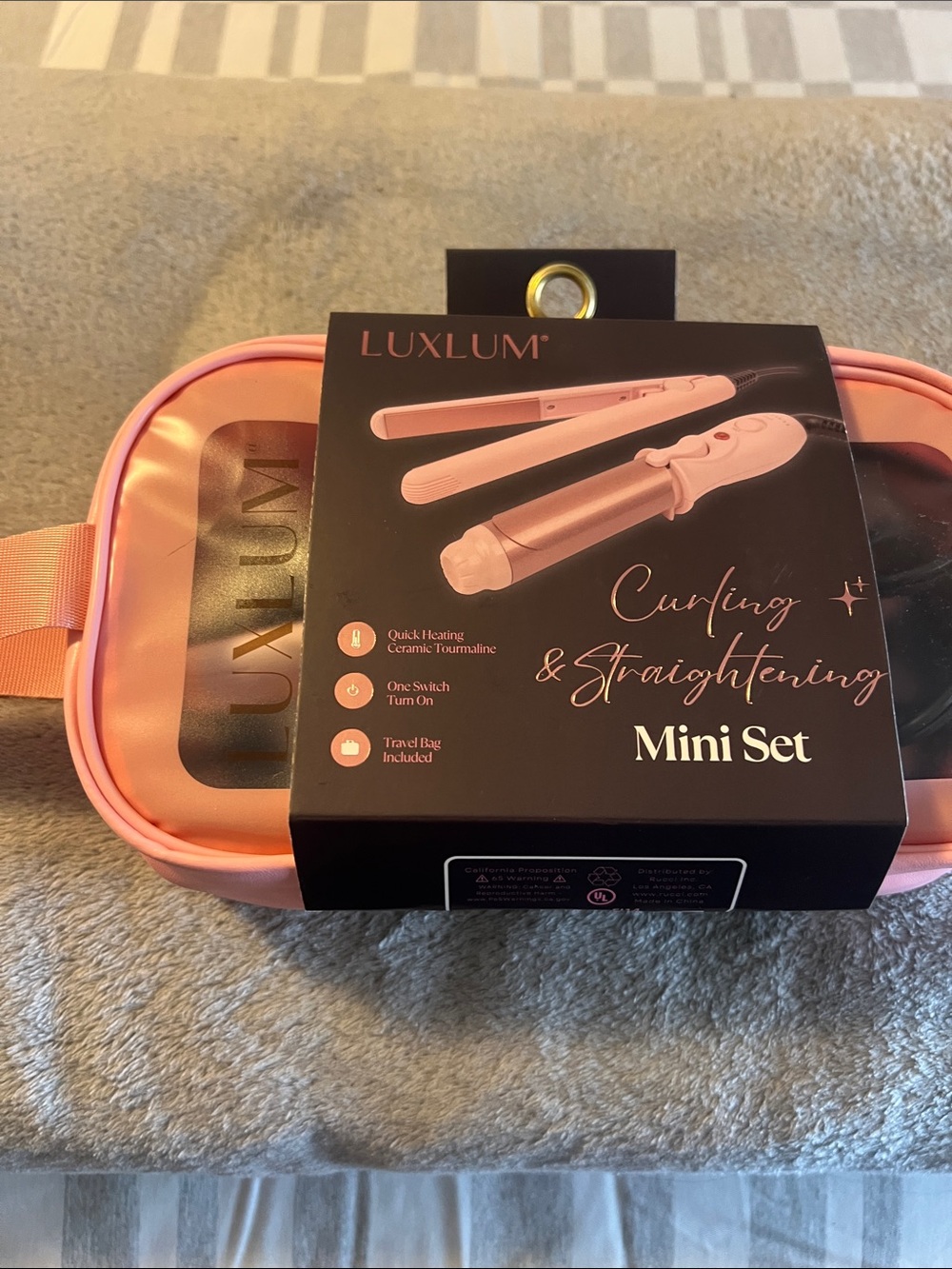 LuxLUM Pink Curling & Straightening Mini Set - Travel Styler